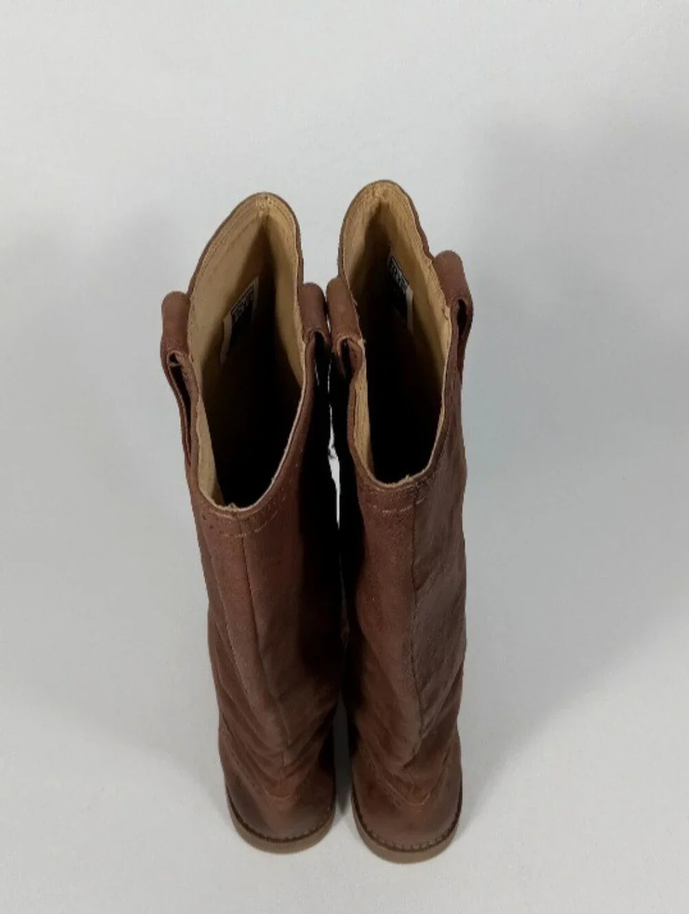 FRYE Celia x Stitch tall riding boots in brown Women's Size 6.5